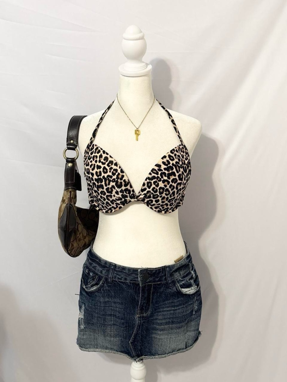Y2k Leopard Print Bikini Top
